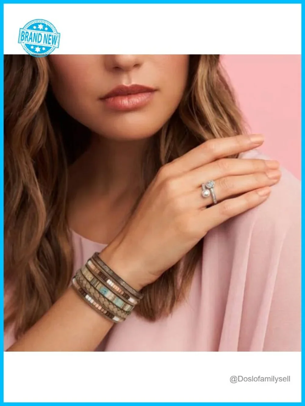 3pcs Leather Wrap Bracelets Boho Multi-Layer Crystal Beads Stone Cuff Bracelet